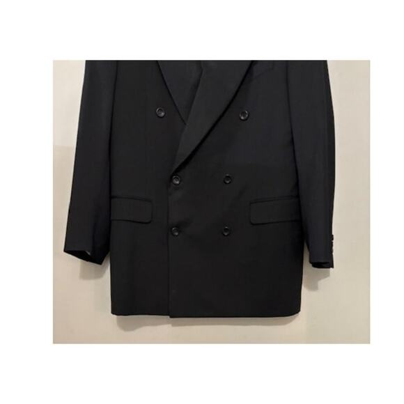 Canali Blazer 40L US (50L EU) Double Breasted Suit Jacket 100% Wool Black Italy - Picture 3 of 14